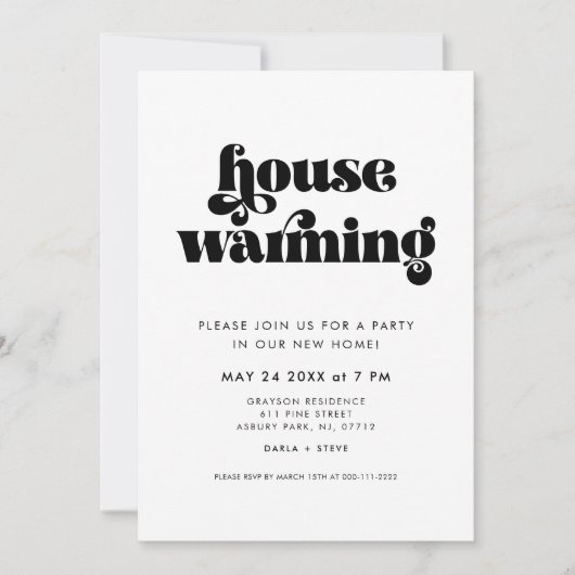 Vintages Retro Script Housewarming-Party Einladung (Vorderseite)