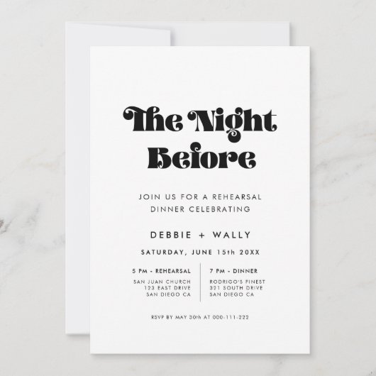 Vintages Retro Script Probe Dinner Einladung (Vorderseite)