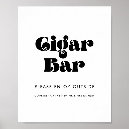 Vintages Retro Script Wedding Cigar Bar Poster (Vorne)
