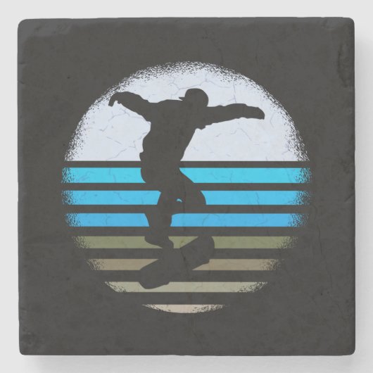Vintages Retro-Skateboard Steinuntersetzer (Vorderseite)