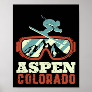 Vintages Retro Skifahren Snowboarden Aspen Colorad Poster