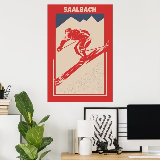 Vintages Retro-Skigebiet Saalbach Poster (Heimbüro)