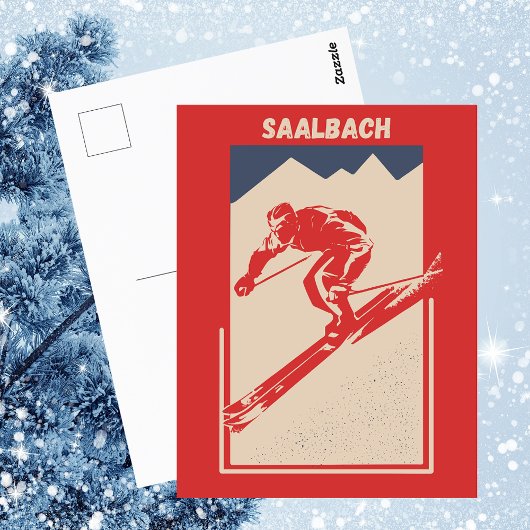 Vintages Retro-Skigebiet Saalbach Postkarte