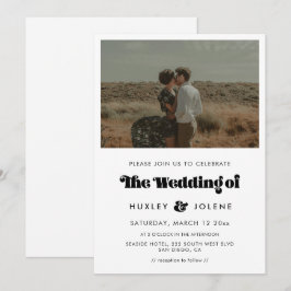 Vintages Retro-Skript Hochzeit-Foto Einladung