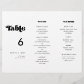 Vintages Retro-Skriptmenü und Tischnummer-Trifold (Vorderseite)