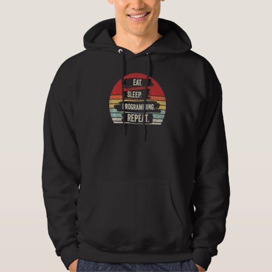 Vintages Retro-Sleep-Programmieren Wiederholen Cod Hoodie (Vorderseite)
