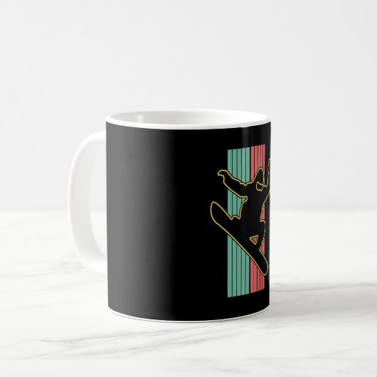 Vintages Retro-Snowboarden Kaffeetasse (Vorderseite Links)