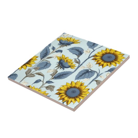 Vintages Retro-Sonnenblumenmuster Fliese (Seite)