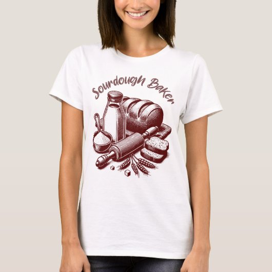 Vintages Retro-Sourdough-Bäckerei T-Shirt (Vorderseite)