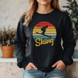 Vintages Retro-Style Skifahren Sweatshirt