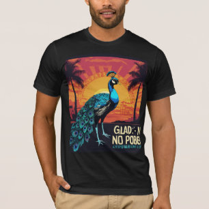 Vintages Retro Sunset Peacock T-Shirt - "GLAD, NO