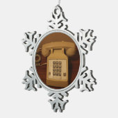 Vintages Retro-Telefon Schneeflocken Zinn-Ornament (Rechts)