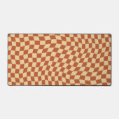 Vintages Retro Terracotta Wavy Checkered Muster Schreibtischunterlage (Vorderseite)