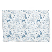 Vintages Retro Toile Muster Katze Katze blau Kissenbezug (Vorderseite)