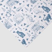 Vintages Retro Toile Muster Katze Katze blau Seidenpapier (Ausschnitt)