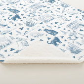 Vintages Retro Toile Muster Katze Katze blau Sherpadecke (3/4)