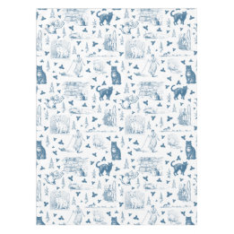 Vintages Retro Toile Muster Katze Katze blau Tischdecke