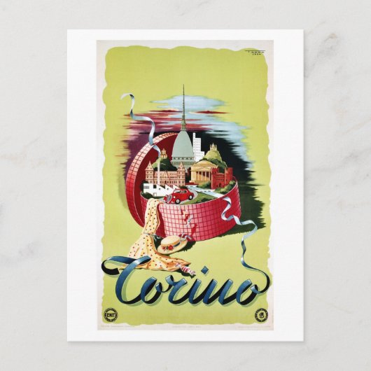 Vintages Retro Turin Torino Italienische Reiseanze Postkarte (Vorderseite)