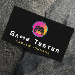Vintages Retro Video Game Tester Developer farbenf Visitenkarte<br><div class="desc">Diese coolen,  modernen Visitenkarten wären ideal für Spieltester,  Entwickler oder Gamer. Fügen Sie einfach Ihre eigenen Daten hinzu,  indem Sie auf die Option "Diese Vorlage anpassen" klicken. Wenn Sie Fragen/Wünsche zu Design haben oder Hilfe bei der Anpassung benötigen,  zögern Sie bitte nicht uns zu kontaktieren.</div>