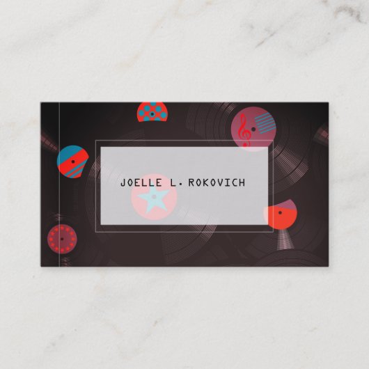 Vintages Retro Vinyl Platten Muster Visitenkarte (Vorderseite)