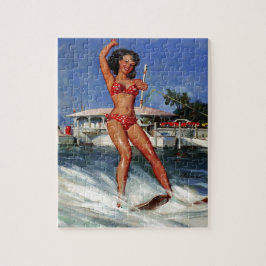 Vintages Retro Water Ski Pingirl Puzzle