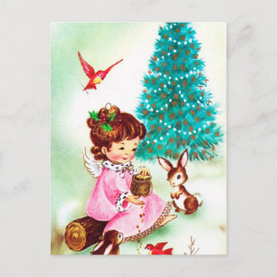 Vintages Retro Weihnachts-Engel-Postkarte Feiertagspostkarte