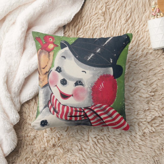 Vintages Retro Weihnachts-Schneemann Wohngestaltun Kissen (Decke)