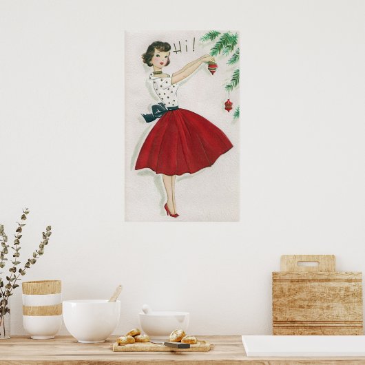 Vintages Retro Weihnachts-Weihnachtsgeschenk Poster (Küche)