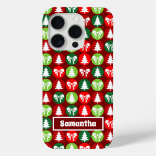 Vintages Retro-Weihnachtsbaum und Bows-Muster Case-Mate iPhone Hülle