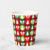 Vintages Retro-Weihnachtsbaum und Bows-Muster Pappbecher (Links)