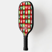 Vintages Retro-Weihnachtsbaum und Bows-Muster Pickleball Schläger (Links)