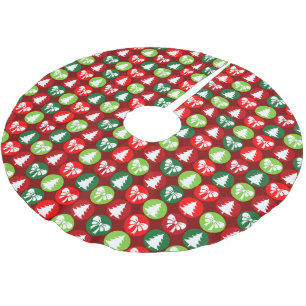Vintages Retro-Weihnachtsbaum und Bows-Muster Polyester Weihnachtsbaumdecke