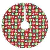 Vintages Retro-Weihnachtsbaum und Bows-Muster Polyester Weihnachtsbaumdecke (Vorderseite)
