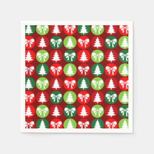 Vintages Retro-Weihnachtsbaum und Bows-Muster Serviette