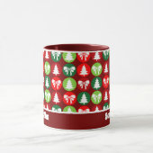 Vintages Retro-Weihnachtsbaum und Bows-Muster Tasse (Zentrum)