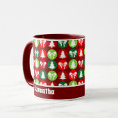Vintages Retro-Weihnachtsbaum und Bows-Muster Tasse (Vorderseite Links)