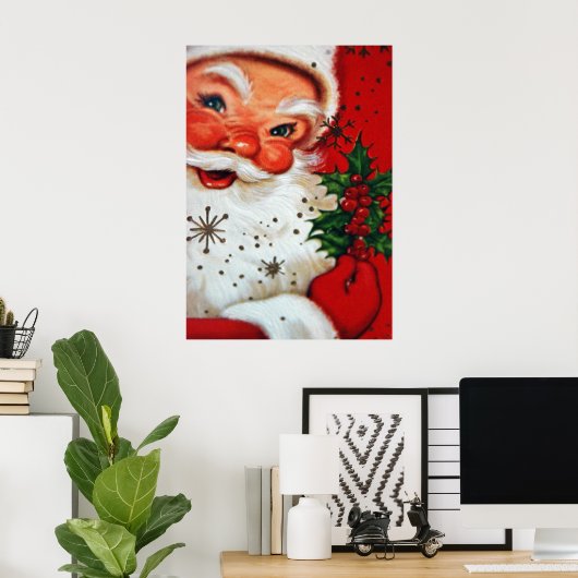 Vintages Retro Weihnachtsfeiertag Weihnachtsposter Poster (Heimbüro)