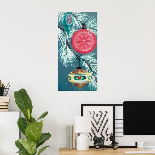 Vintages Retro Weihnachtsgeburtposter Poster (Heimbüro)