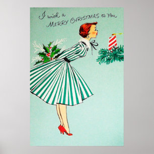 Vintages Retro-Weihnachtsgeschenk-Damenposter Poster