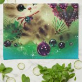 Vintages retro Weihnachtskatzen-Küchentuch Geschirrtuch (Gefaltet)