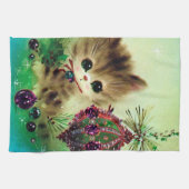 Vintages retro Weihnachtskatzen-Küchentuch Geschirrtuch (Horizontal)