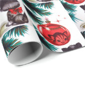 Vintages Retro-Weihnachtskatzenwickel Geschenkpapier (Rolleneckpunkt)