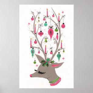 Vintages retro Weihnachtsrenplakat Poster