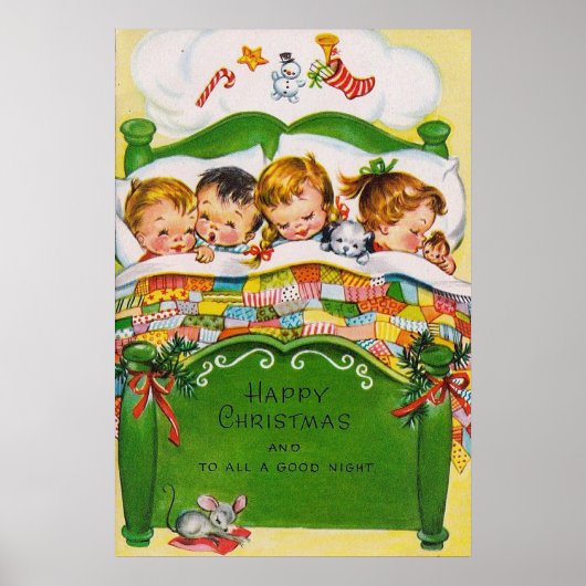 Vintages Retro-Weihnachtsschlaf-Kinderposter Poster (Vorne)