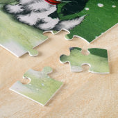 Vintages retro Weihnachtssnowman-Kartenpuzzlespiel Puzzle (Seite)