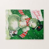 Vintages retro Weihnachtssnowman-Kartenpuzzlespiel Puzzle (Horizontal)
