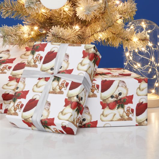 Vintages Retro-Weißkatzenpapier Geschenkpapier (Feiertage)