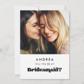 Vintages Retro Werden Sie meine Bridesmaid-Fotokar Einladung (Vorderseite)