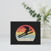 Vintages Retro Wintersport Skifahren Dankeskarte (Stehend Vorderseite)