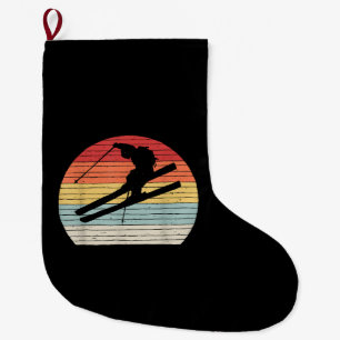 Vintages Retro Wintersport Skifahren Großer Weihnachtsstrumpf